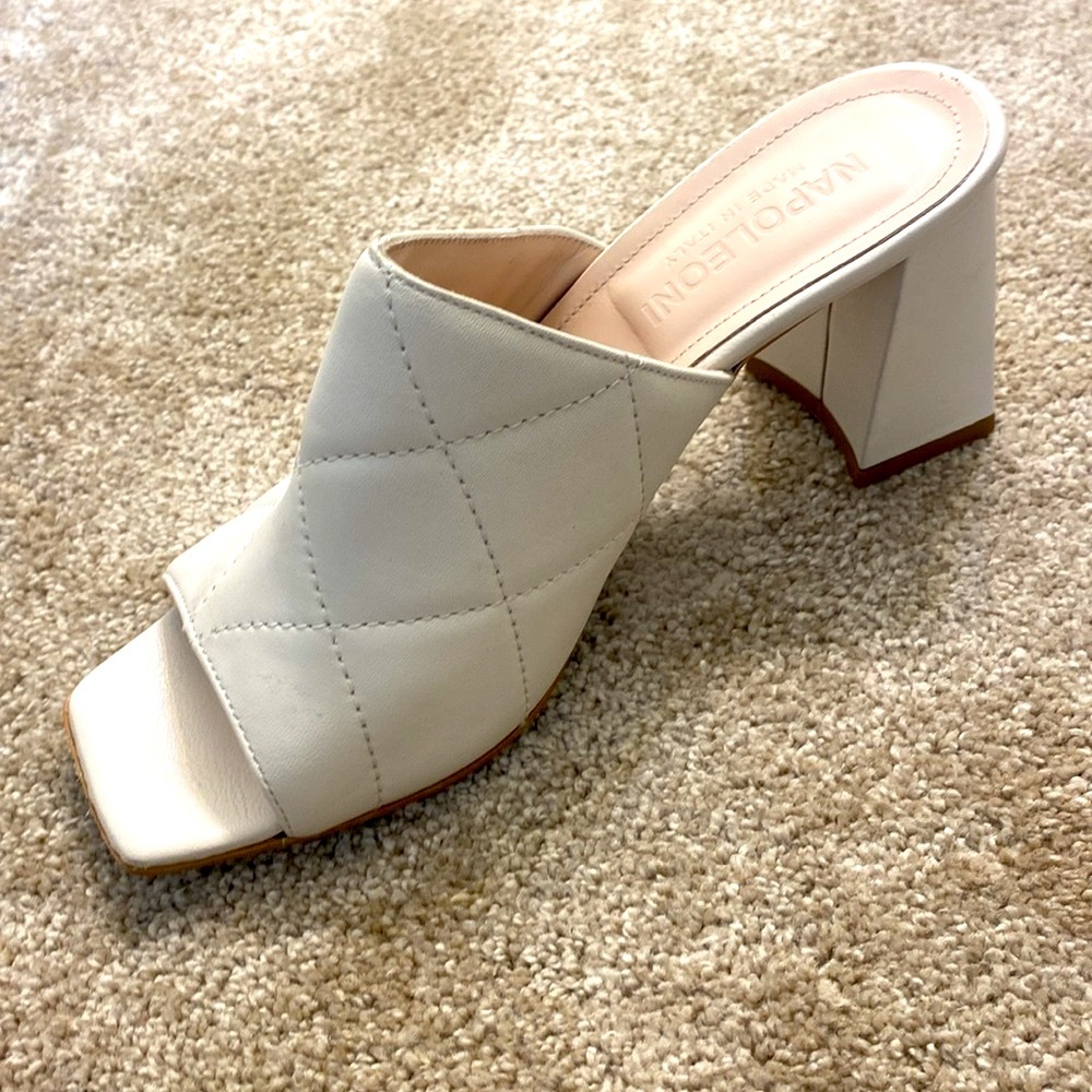 Genuine Leather Napoleoni Slip-On Square Heeled Sandals (Made in Italy) - Picture 2 of 12